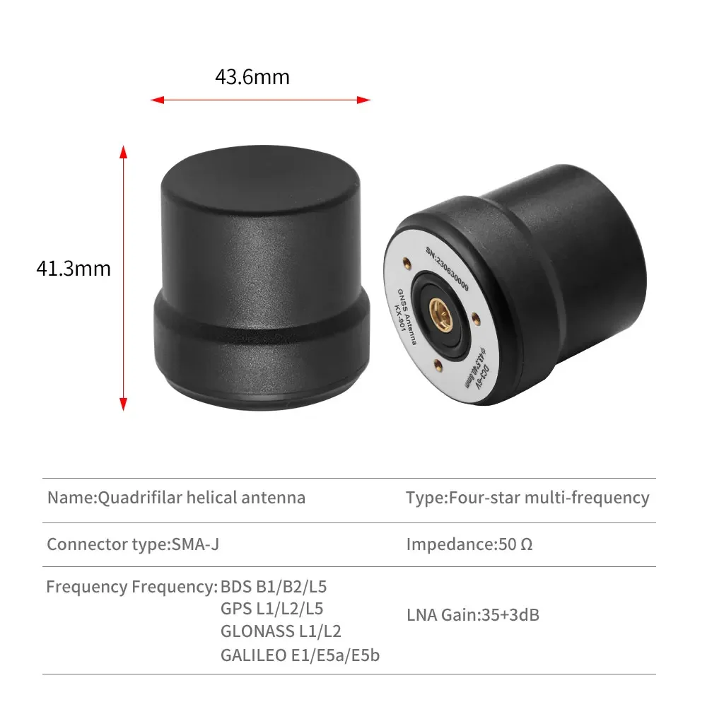 High Precision RTK GNSS Antenna Helix Positioning UAV Unmanned Vehicle GPS Antenna Positioning GLONASS Beidou Galileo Waterproof