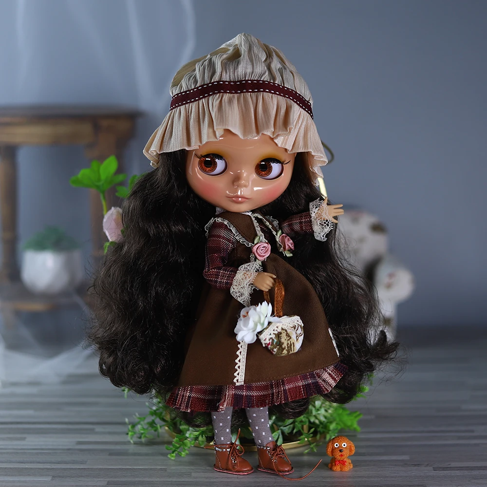 lCY DBS Blyth 1/6 Doll 30cm Tan Skin Glossy Face Set Girl BJD Doll Full Set SD