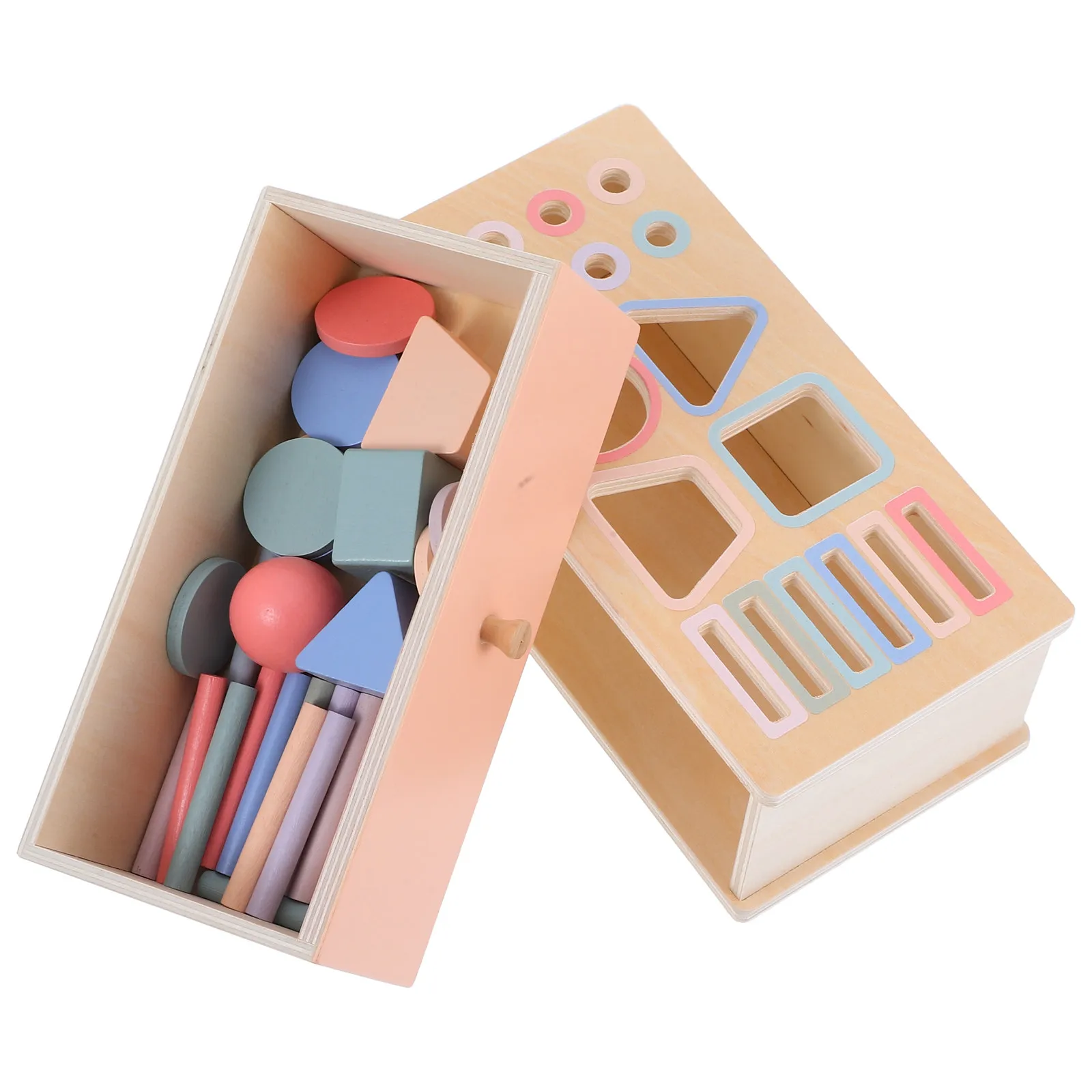 

1Set Montessori Color Shape Wooden Sorting Coin Box Early Learning Educational Sensory Matching Game Fine Motor Skills