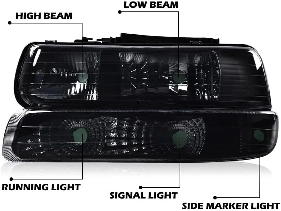 مجموعة المصابيح الأمامية المتوافقة مع تشيفي سيلفرادو 1500 2500 & HD 3500 1999-2002/Fit Chevy Suburban 1500 2500 Tahoe 2000-2006 B