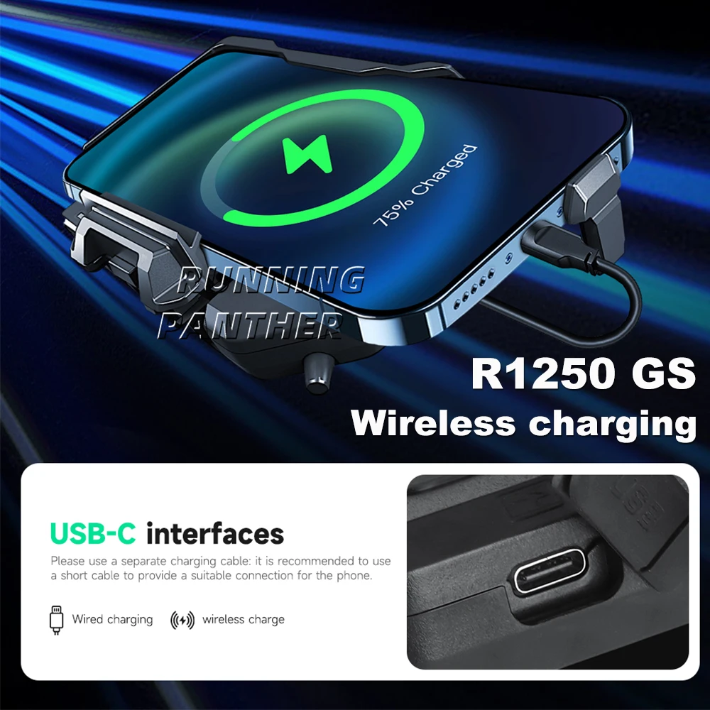 For BMW R1250GS ADV Wireless Charge Mobile Phone Navigation Bracket R 1250 GS R1250 GS Motorcycle Wireless Charging R1200GS ADV