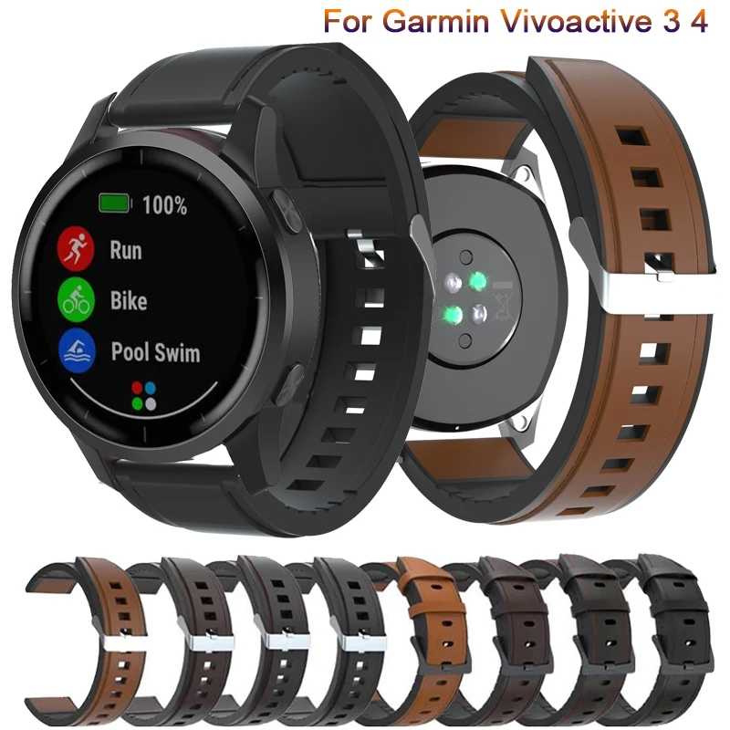 

20 22mm Leather strap for Garmin Vivoactive 3 Venu /Vivoactive 4/Forerunner 645 245m Strap Bracelet For Huawei Watch 3 Watchband