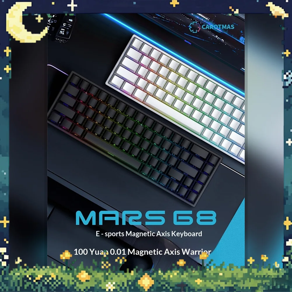 CAROTMAS MARS68 Series Magnetic Switch Gaming Keyboard 68-Key 64K Scanning Rapid Trigger RGB Wired Wireless