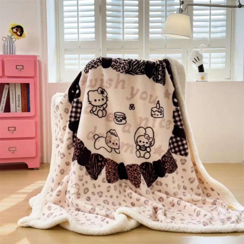 2026 Cartoon Printed Lamb Fleece Blanket Fluffy Warm Lightweight Cozy Multi-Purpose Throw for Couch Bed Office Nap