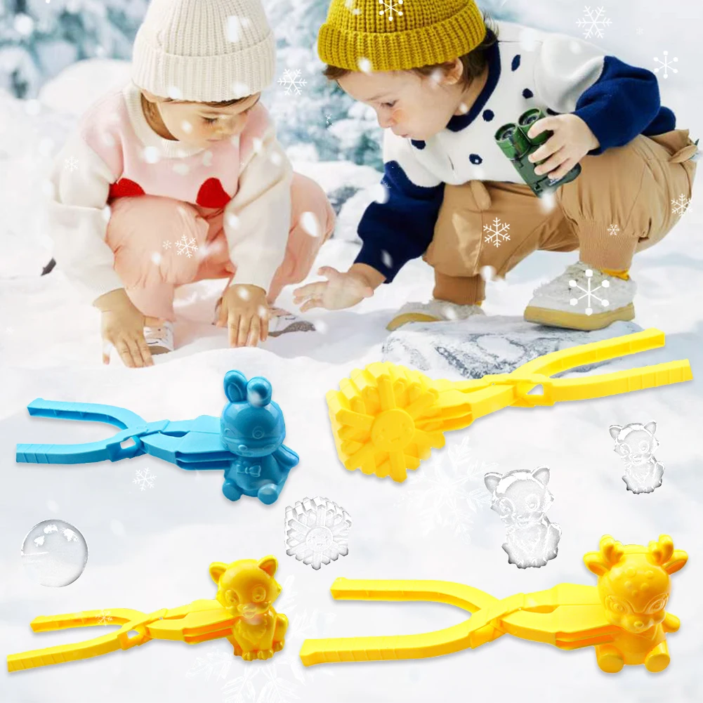 Snowball Maker Clip with Handle for Kids Outdoor Winter Fun Durable Plastic Snow Mold Tongs