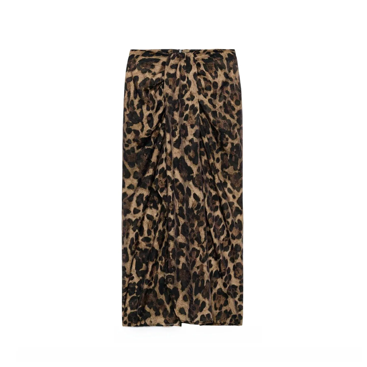 Summer 2026 Midi Skirt Women's Print Wrap Scarf Pleated Knot Decoration Animal Pattern Floral Straight Cut Slim Fit mid Waist