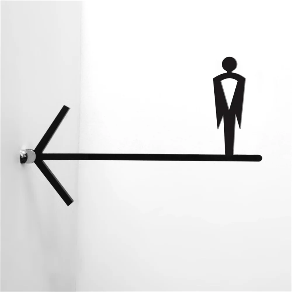 Double-sided Men & Women Bathroom Signboard Toilet Arrow Guide Sigange Plate Toilet Guide Card Side-mounted Acrylic Plate Custom