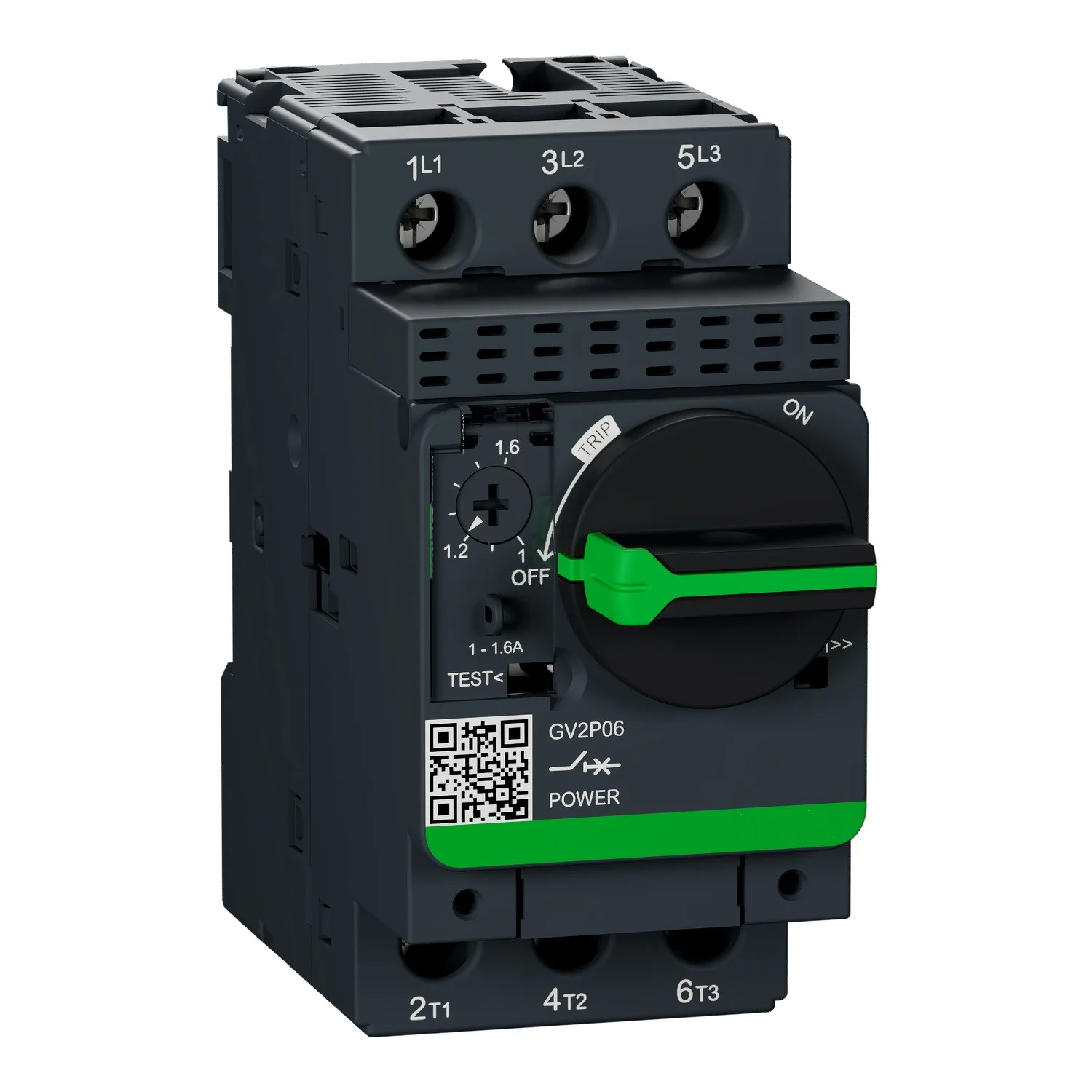 

GV2-P06 GV2P06 Motor circuit breaker, TeSys GV2, 3P, 1-1.6 A, thermal magnetic, screw clamp terminals