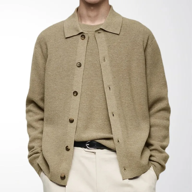 

Men's European & American Casual Solid Color Knit Cardigan for Young Men