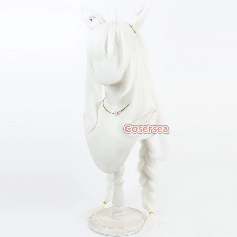 Cosersea Shirakami Fubuki Cosplay Wigs Virtual YouTuber Shirakami Fubuki 80cm White Braided Wig Synthetic Hair Heat Resistant