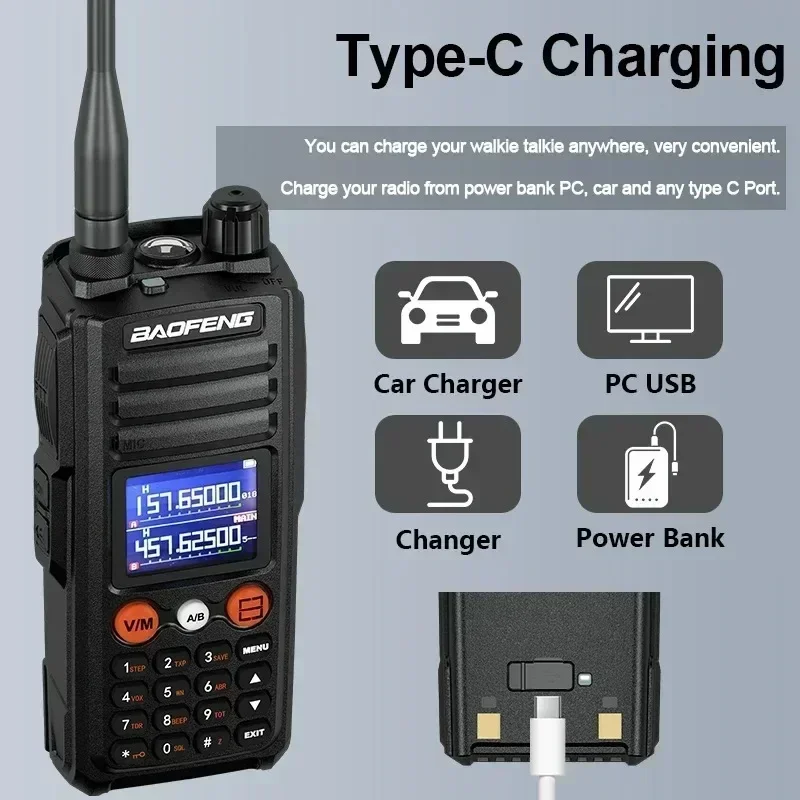 Baofeng Official Store 2024 New UV 27 Ham 999CH Walkie Talkies 5-10km 10watt Tri Band Two Way Radio