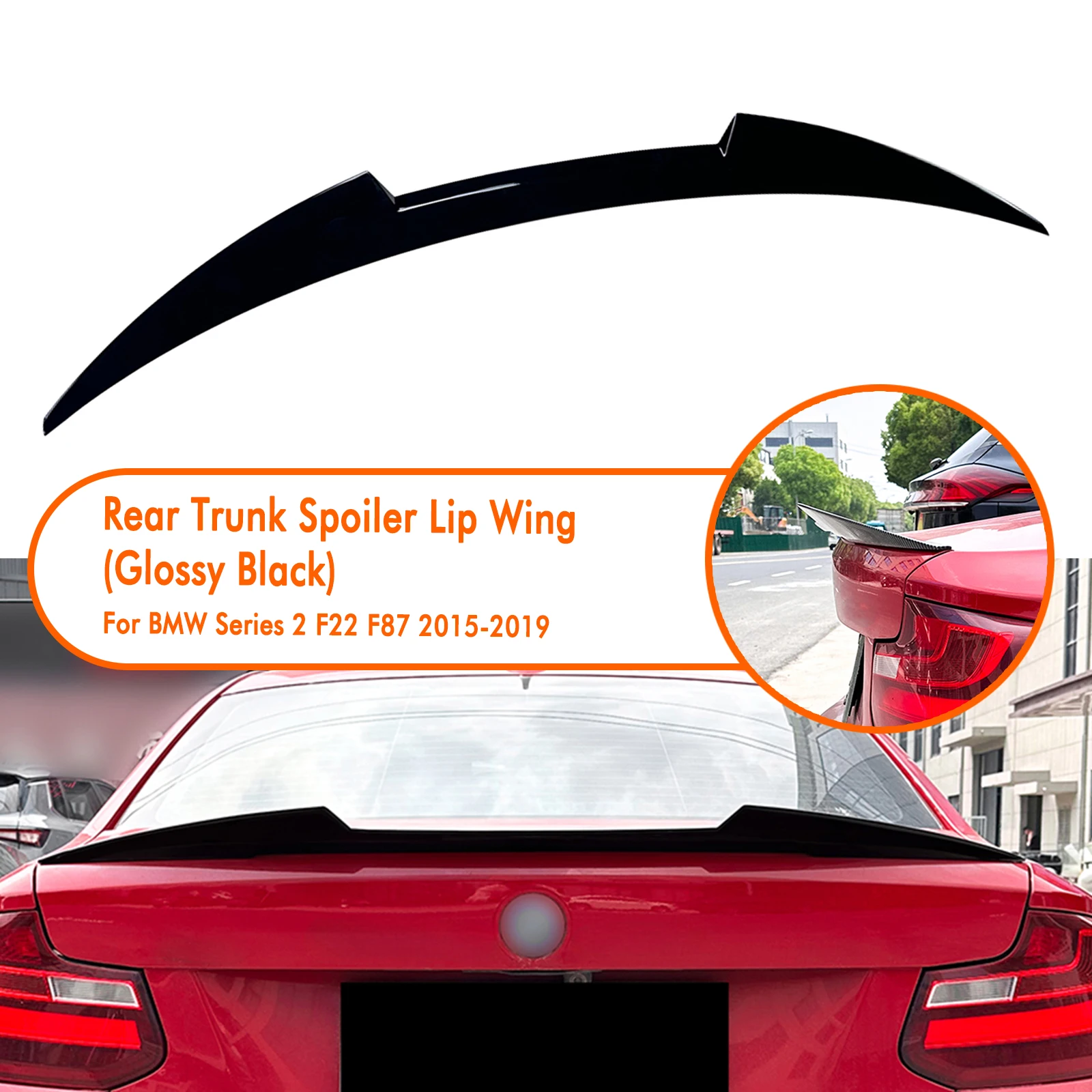 M4 Style Rear Trunk Lid Spoiler Wing For BMW 2 Series F22 F87 M2 2015-2019 220i 228i 230i M235i Coupe 2-Door Tail Splitter Lip