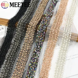 1/2/3/4/5Pcs 3cm Pearl Beaded Lace Trim Ribbon Wedding Dress Decoration Mesh Laces Fabric Applique DIY Sewing Accessories