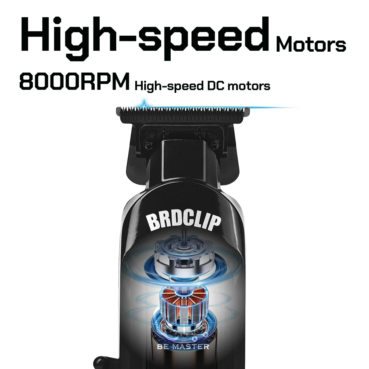 Professional BRDCLIP BRD107 8000RPM High Power Motor Hair Trimmer Powder metallurgy steel fixed ceramic moving blades With base