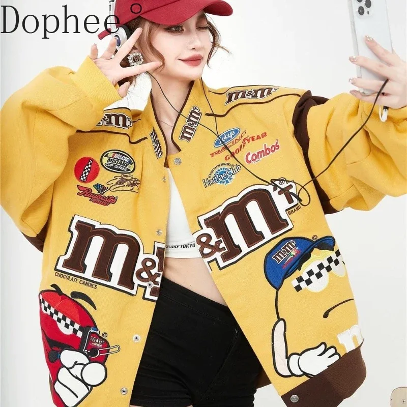 

2024 New Autumn Winter American Motorcycle Baseball Uniform Embroidery Hip Hop Stand Collar Jacket Harajuku Long Sleeve Coats