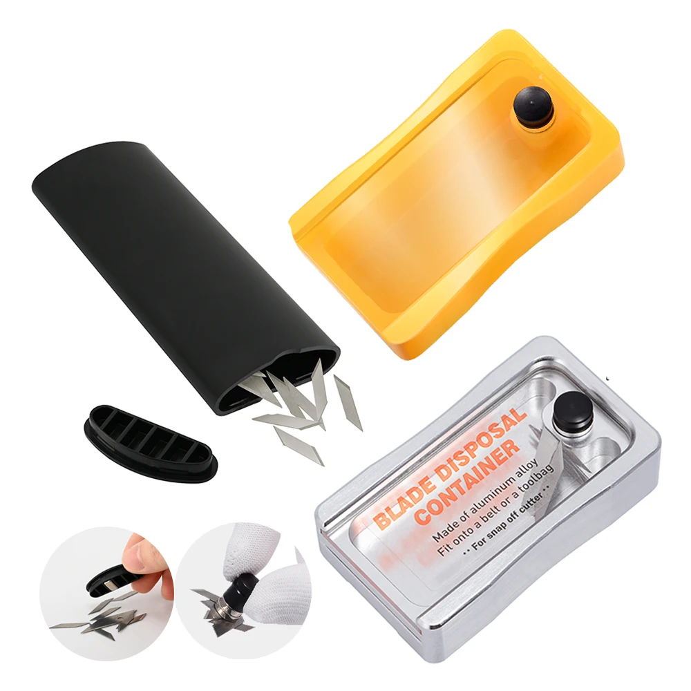 

FOSHIO Plastic/Aluminum Alloy Disposed Knife Blade Snap-Off Box Container Magnetic Utility Knife Cutter Waste Blade Storage Case