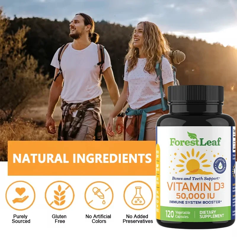 Vitamin D3 5000 IU - Bone Health & Immunity - Easy-to-Swallow Veggie Capsules Non-GMO Gluten-Free Vitamin D Supplement Unisex