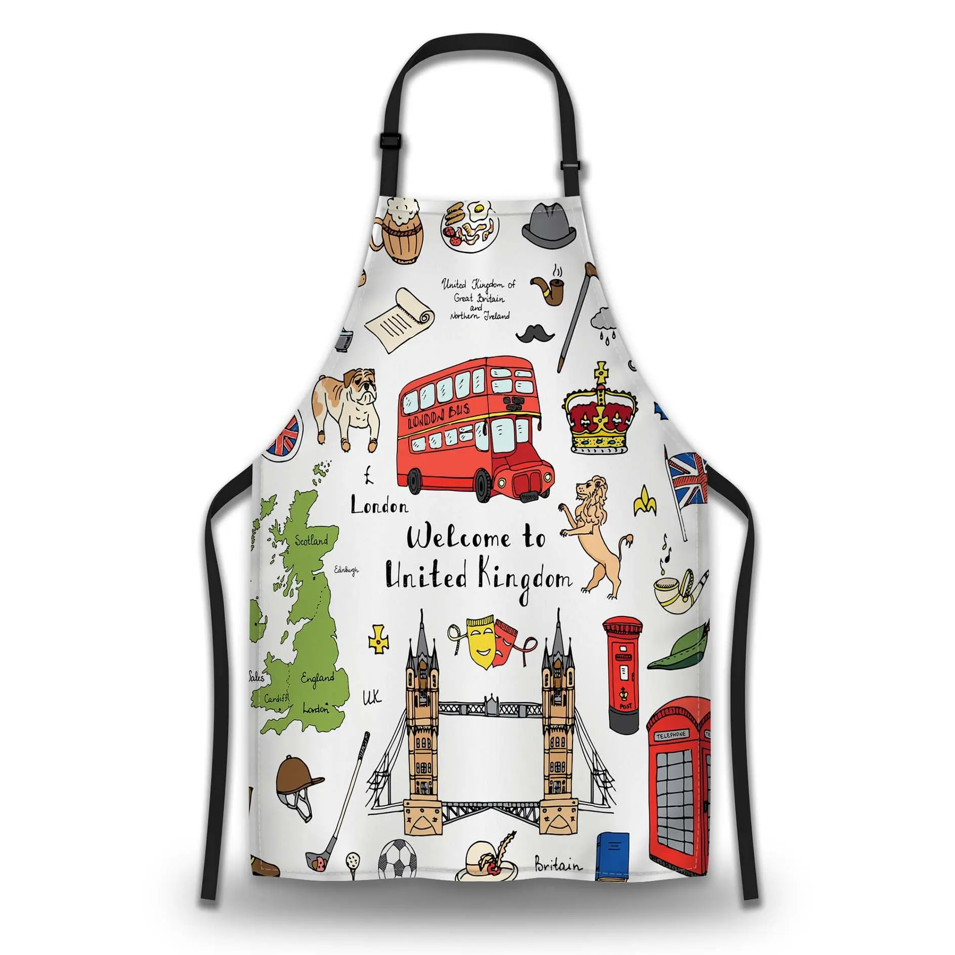 

Barista Apron Women London Elements British Symbols Fun Aprons for Men for Kitchen Cooking Restaurant Waterproof Apron