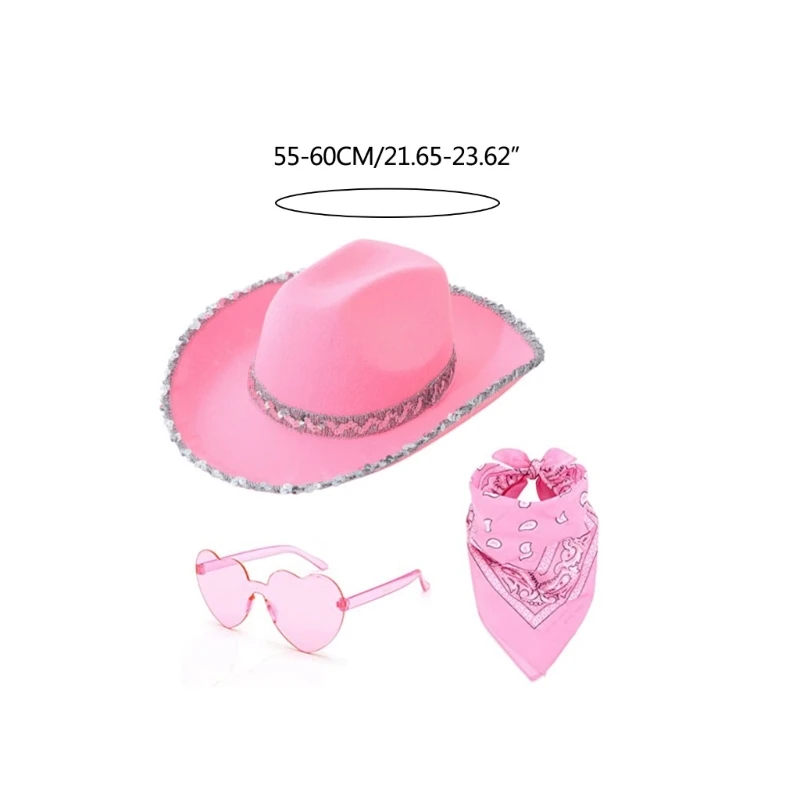 Western Cowboy Hat Eyewear Scarf Women Party Outfit Fashion Costume Accessories Drop Shipping