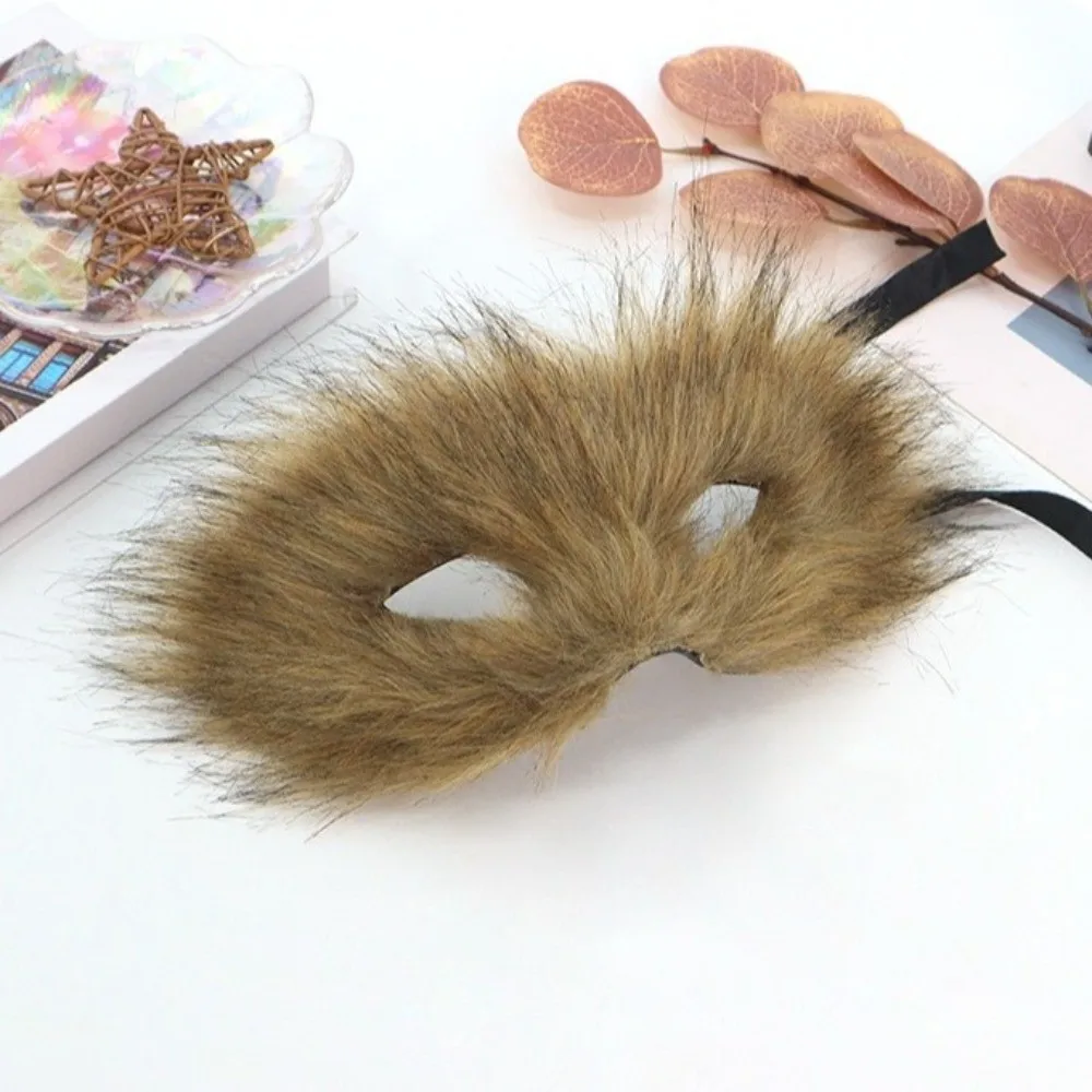 Divertente cartone animato peluche maschera per gatti lungo animale peloso maschera di peluche di Halloween decorazione di Halloween maschera per gli occhi maschera in maschera festa di carnevale