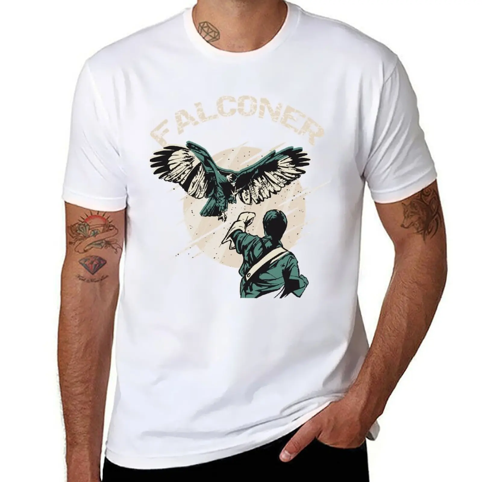 

Falconry Bird landing on Falconer arm T-Shirt.png T-Shirt anime t shirts oversize t shirt man luxury T-Shirt