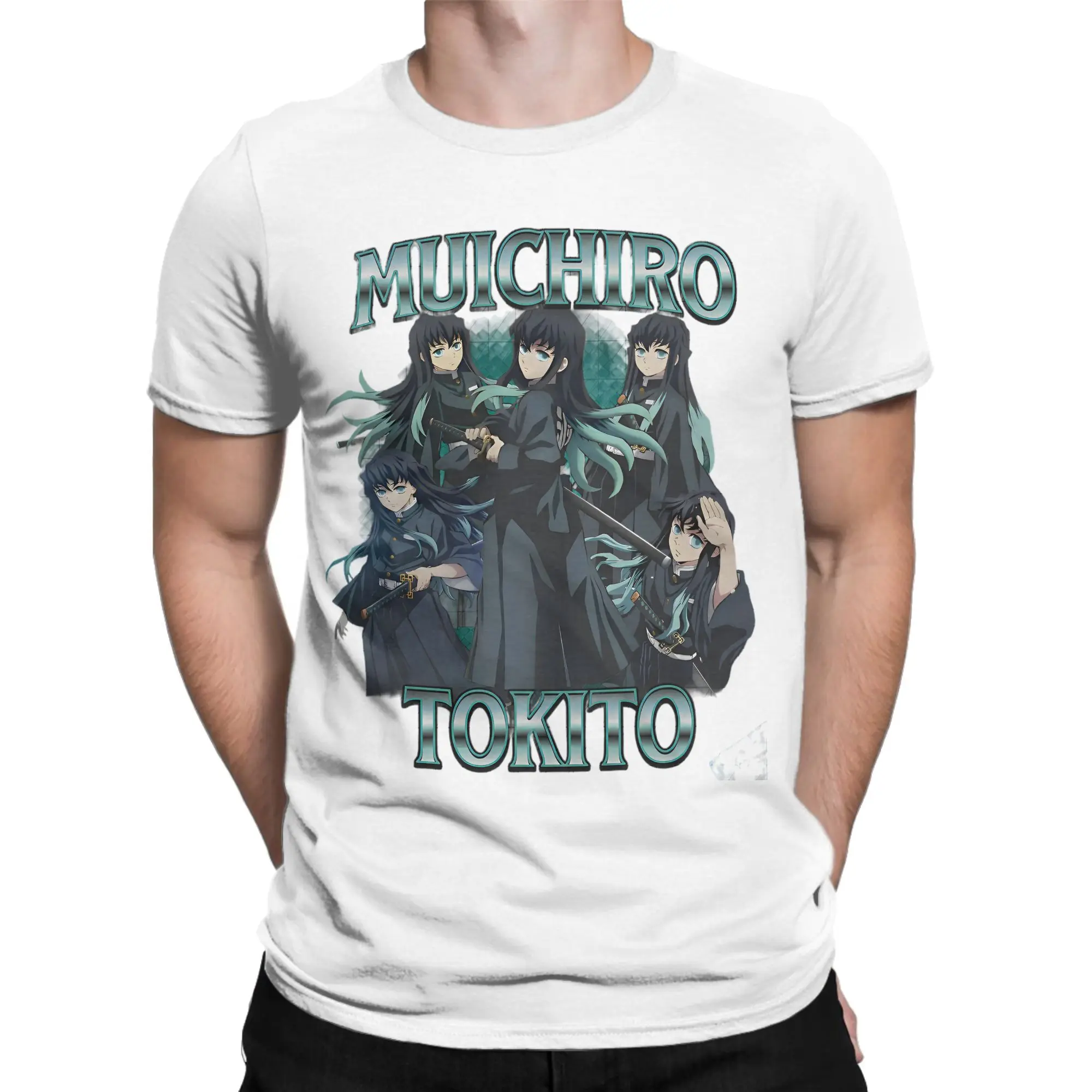 토키토 무이치로 귀멸의 칼날 데몬 슬레이어 남성용 티셔츠 순면 크레이지 티셔츠 크루넥 티셔츠 반팔 상의