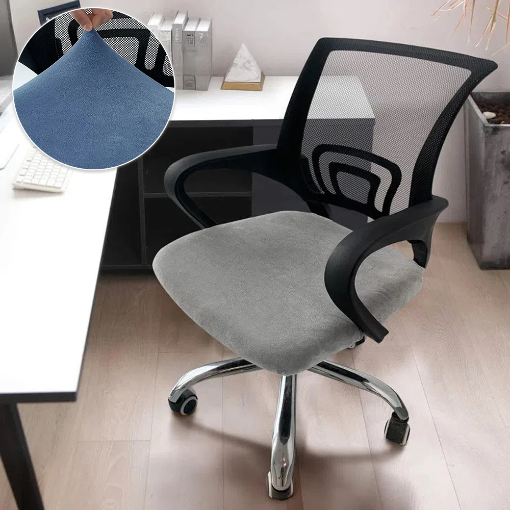 

Silver Fox Velvet Desk Chair Cover Computer Swivel Chair Cover Back Washable Anti-Dust Elastic Chair Cover Peli tuolin kansi