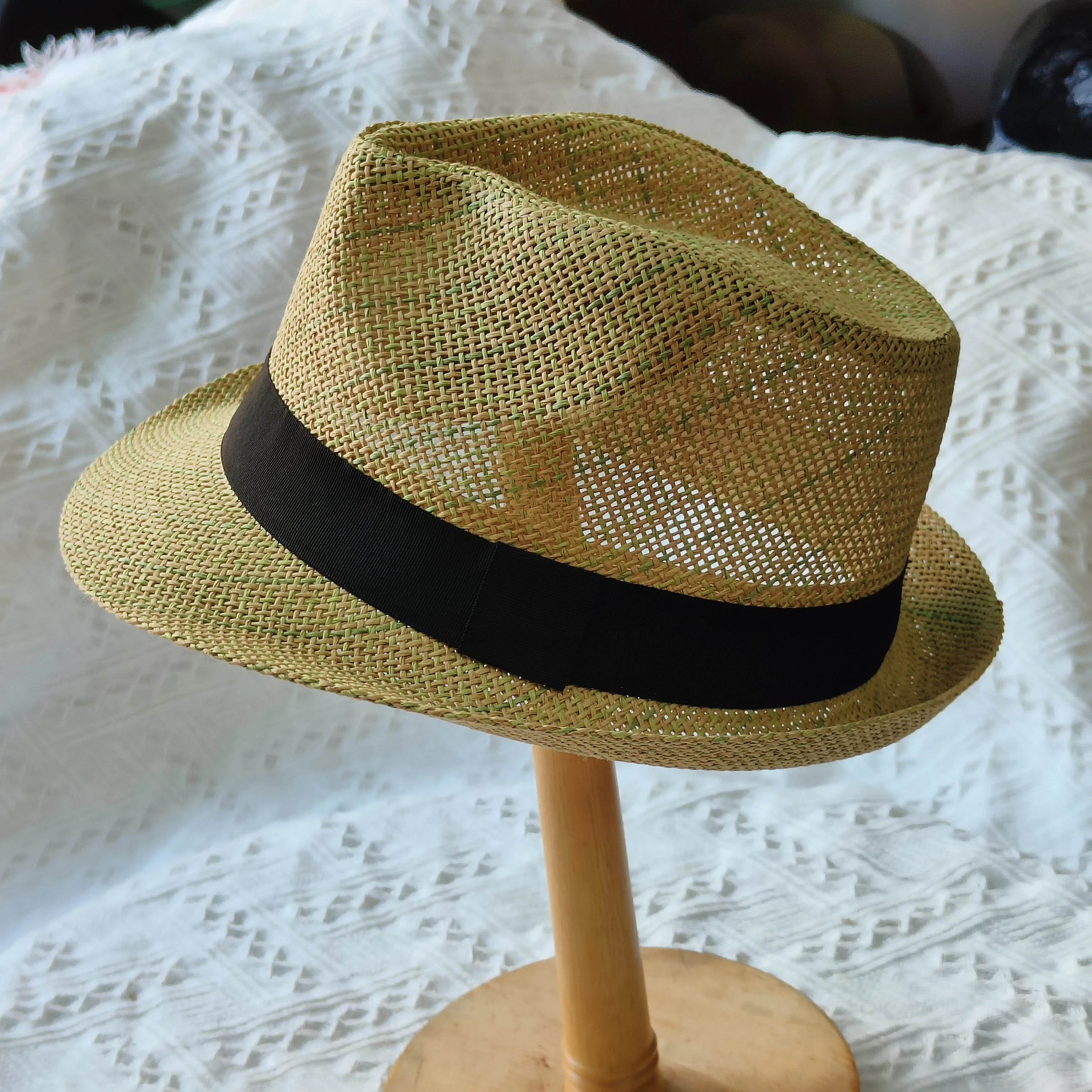 men trilby straw hat Cuban Sun Cap Short Brim Floral Sun hat Fedora summer hat unique beach hat French Panama hat men caps