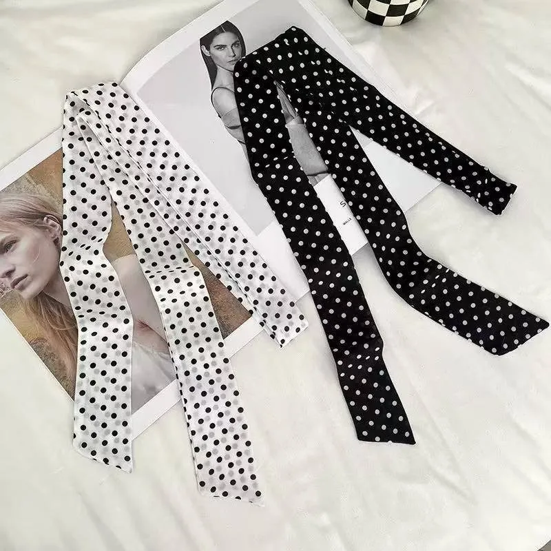

Женский длинный шарф с узором в горошек, элегантный галстук, универсальная лента для украшения рубашки, модный аксессуар для повседневного стиля