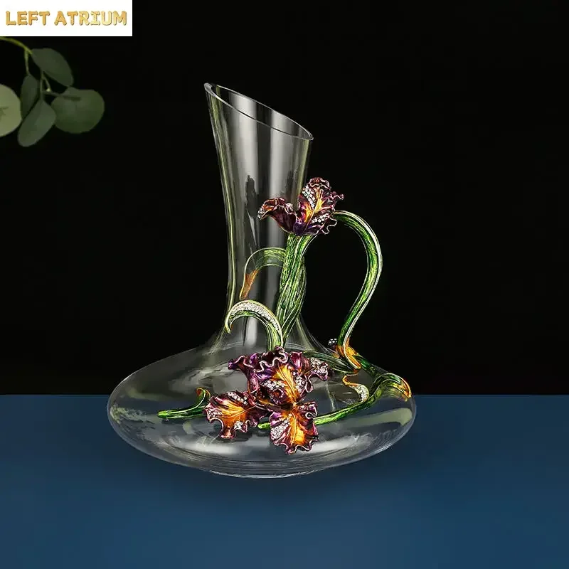 Creative Enamel Iris Glass cup unique mug Champagne Flutes Crystalline Party Gift Toasting Glass Goblet Crystal Anniversary