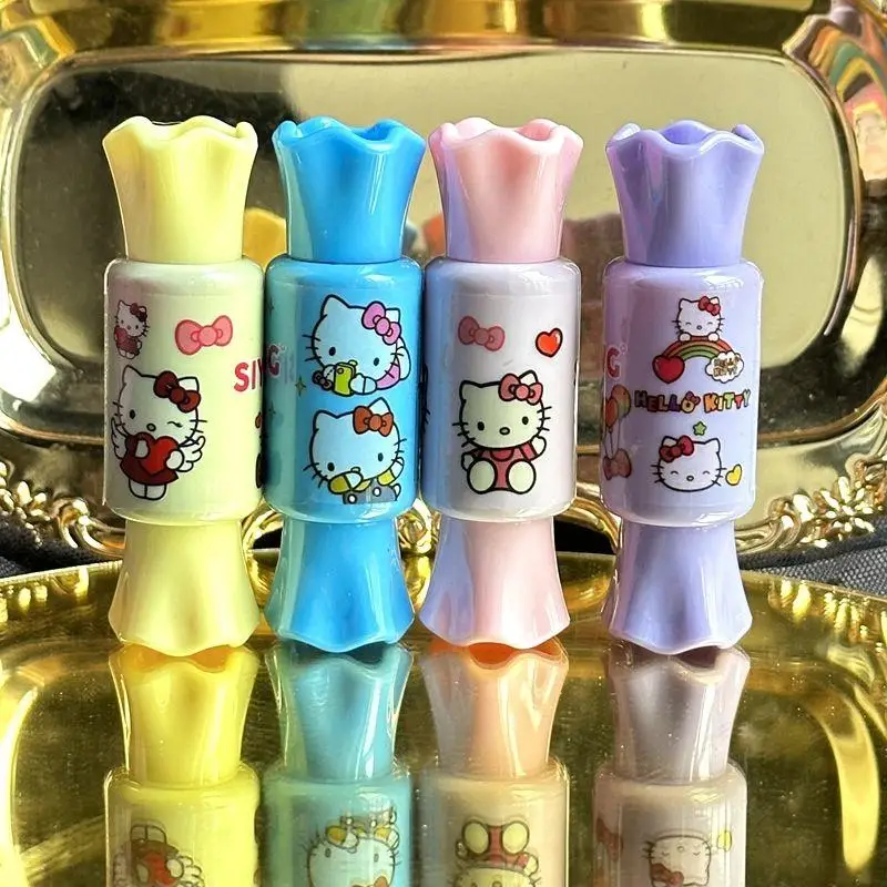 4Pcs Genuine Kawaii Sanrio Hello Kitty Lipstick Cute Cartoon Waterproof Lipstick Moisturizing Lip Gloss Cosmetics Creative Gift