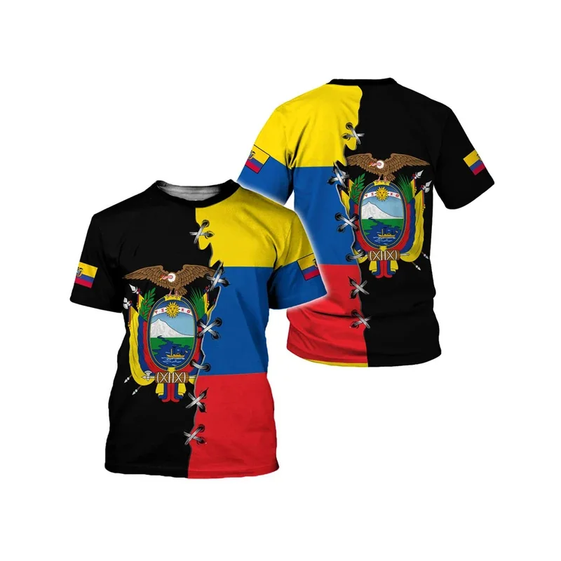 New personalized Ecuadorian T-shirt Casual flag 3D printed short sleeve top for men and women