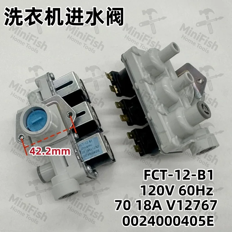 120V water inlet solenoid valve 0024000405E drum washing machine 3 heads water inlet FCT-12-B1