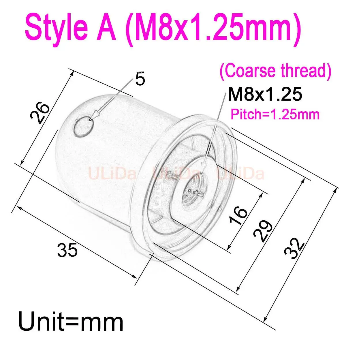 ขนาดอลูมิเนียม SPINNER PROP NUT M8 D 32 มม.1.25 นิ้วสําหรับ DLE20 YS RCGF/ SAITO FA-100 180 FA-182TD FG-21 17 GF30 จังหวะเครื่องยนต์