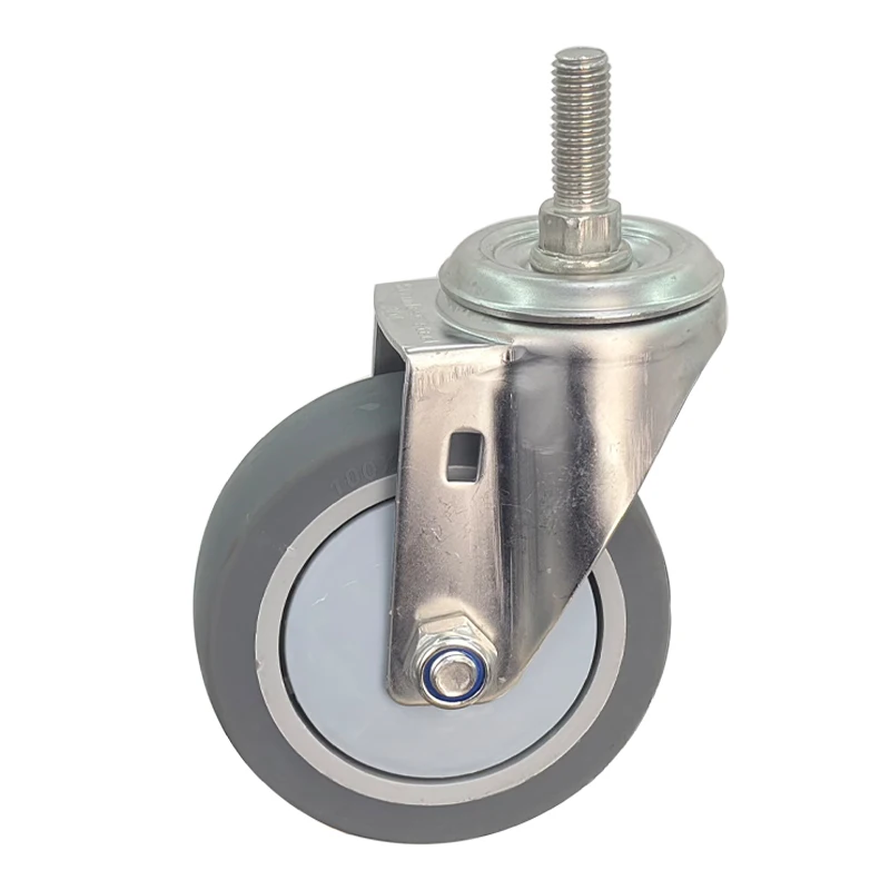 4pcs 5inch medium304 stainless steel TPR  dust-proof Casters with cover mute no rust silent wheel swivel Industrial casters