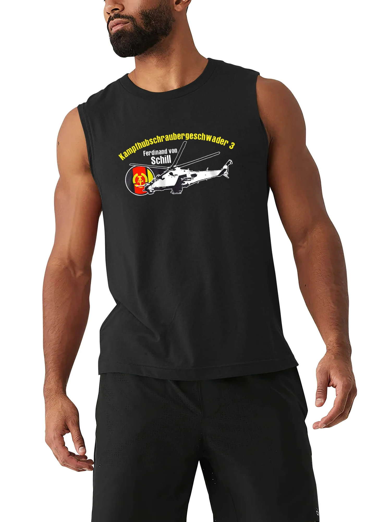 GDR Ferdinand Von Schill KHG-3 Squadron Mi-24D Hind Helicopter Tanktop 100% Cotton O-Neck Vest Summer Casual Mens Sleeveless Tee