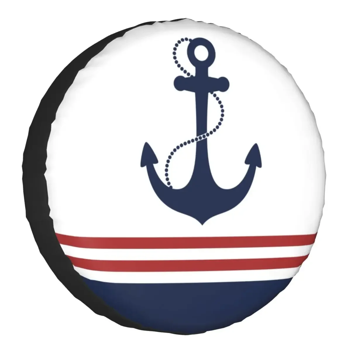 Nautical Navy Blue Anchor With Stripes Spare Tire Cover for Jeep RV SUV Trailer Sailing Sailor Car Wheel Protector Covers