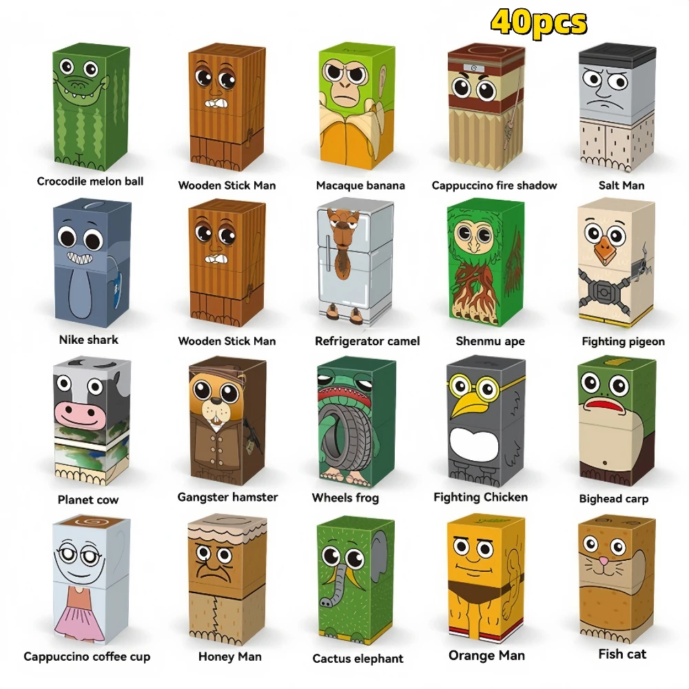 متعة AI شخصية كتل مغناطيسية لتقوم بها بنفسك الطوب الجذعية لعبة تعليمية الإبداعية هدية بنين بنات TungTungTungSahur نموذج بناء