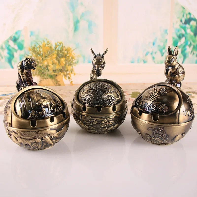 

Animal Ashtray Ashtray of The Chinese Zodiac Metal Cigar Ashtray Living Room Office Smoking Accessories Portable Boyfriend Gifts
