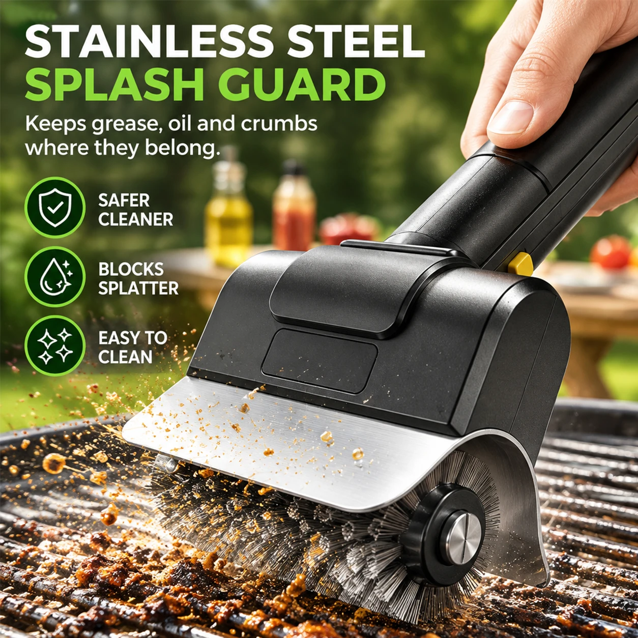 Cordless Electric BBQ Grill Brush Rechargeable Portable Outdoor Camping Grill Cleaner with LED Light, Rust & Grease Remover