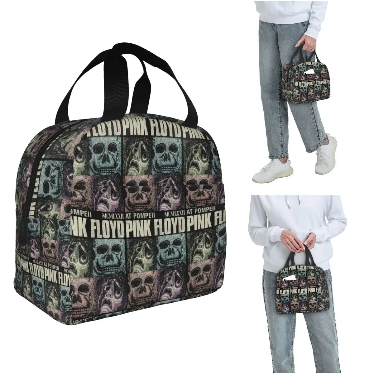 

Pink Floyd Live At Pompeii Memento Mori Insulated Lunch Bag for Women Kids Portable Food Boxes Thermal Lunch Box Tote