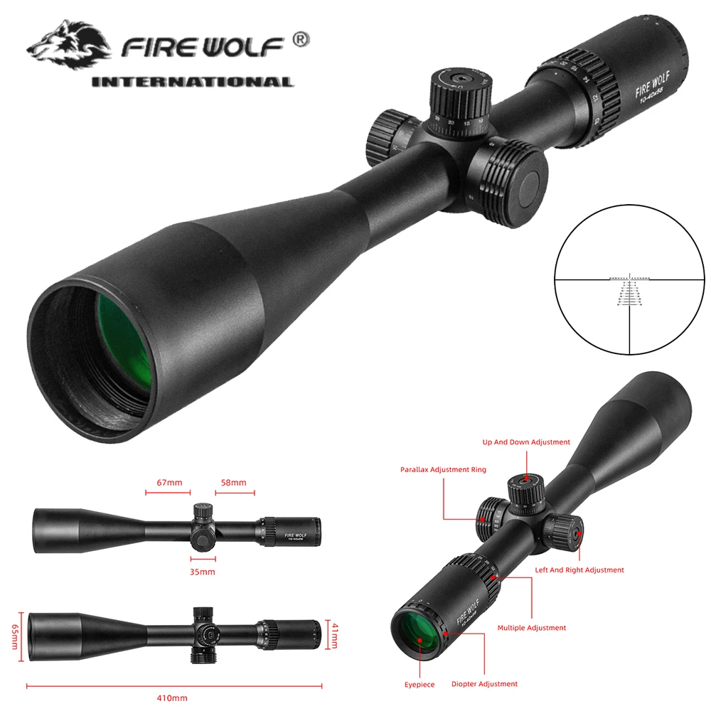 

Fire wolf 10-40X56 Hunting rifle scope tactical Airsoft accessories Sniper Optical sight Spotting scope for rifle hunting