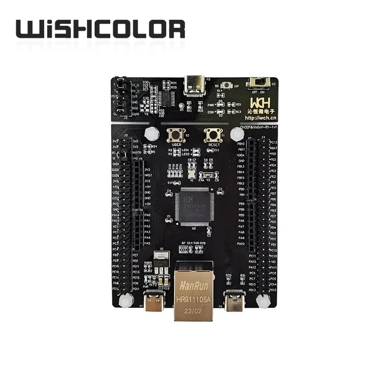 Wishcolor CH32V307V-EVT-R1 Evaluation Board 32-Bit MCU for RISC-V4F Processor 480Mbps PHY Development Board with WCH-Link Functi