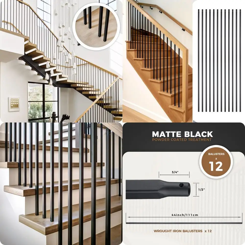 

1000 Wrought Iron Deck Balusters, 44 Plain Bar Design