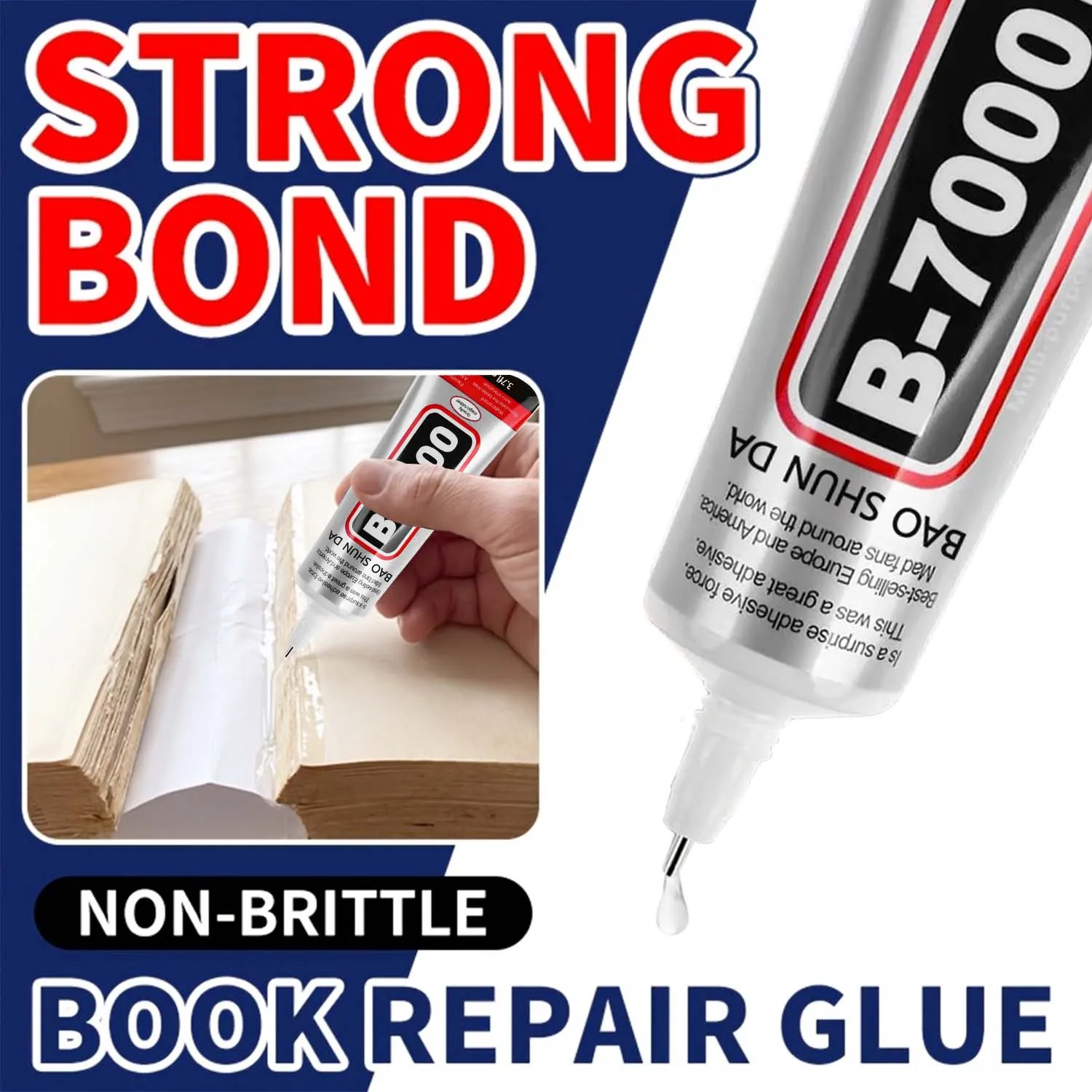 Book Repair Glue Transparent Fast Drying Strong Adhesion Repair Loose Damaged Book Pages Paper Adhesive Neutral Mild Formula.