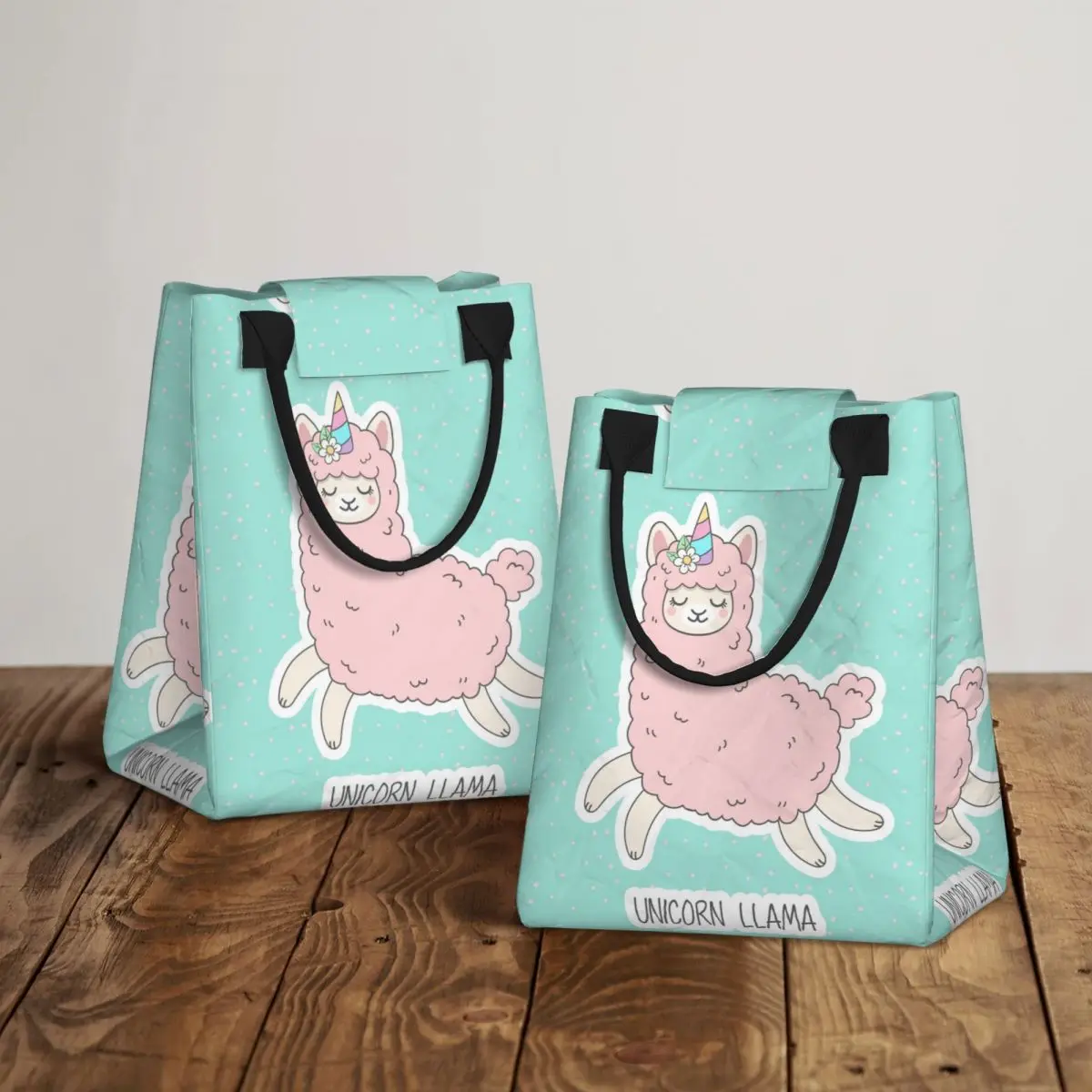 Reusable Leakproof Food Bag Cute Pink Fluffy Unicorn Llama Lunch Breakfast Bag Thermal Insulation Paper Container