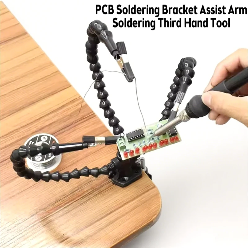 For Electronics Repair Welding Tools Workbench Soldering Station Adjustable Clamp Base With 3 Arm PCB Holder
