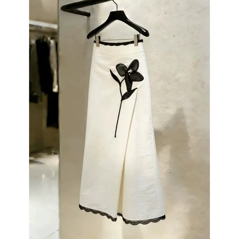 

Elegant Casual High Waist Midi Skirt Versatile Lightweight Luxury Style Women's Fashion Spring Summer New Arrival