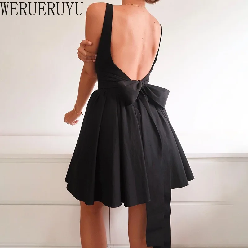 Y2k Evening Mini Bandage Bow Backless Dress Woman Clothing Sleeveless Fashion Summer Elegant Party Short Dresses for Womens 2024