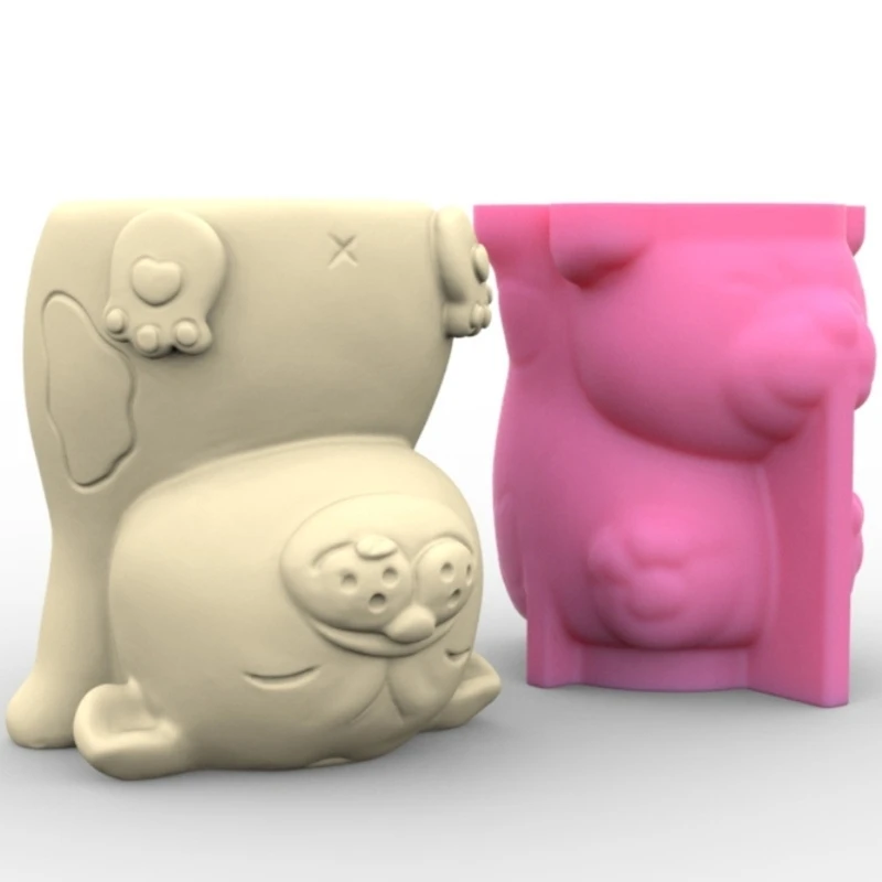 Animal Succulent Pot Mold for DIY Concrete Flower Pots Resin Mold Panda Pen Holder Mold Desktop Decoration Home